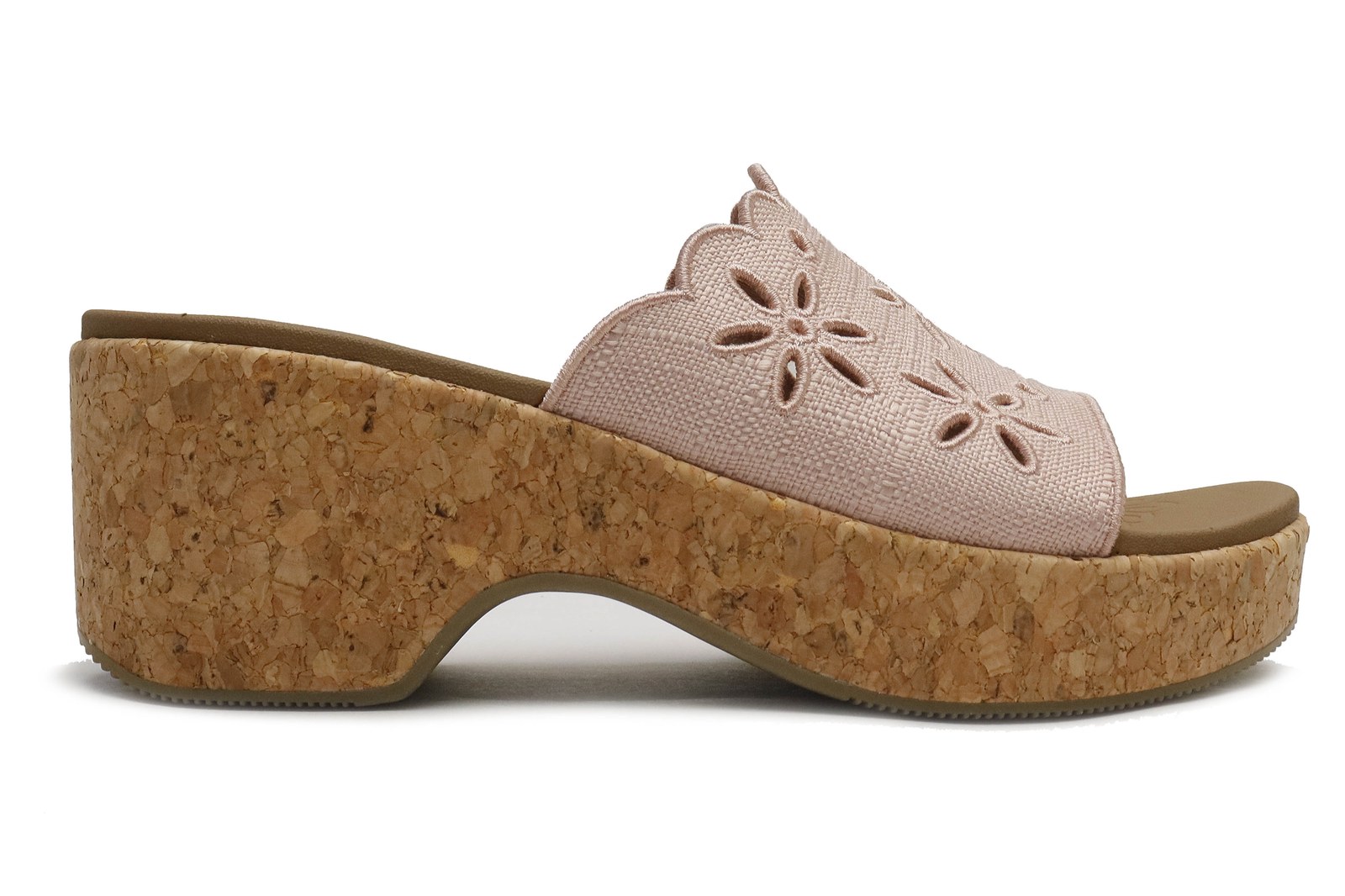 Women's cork wedge slide