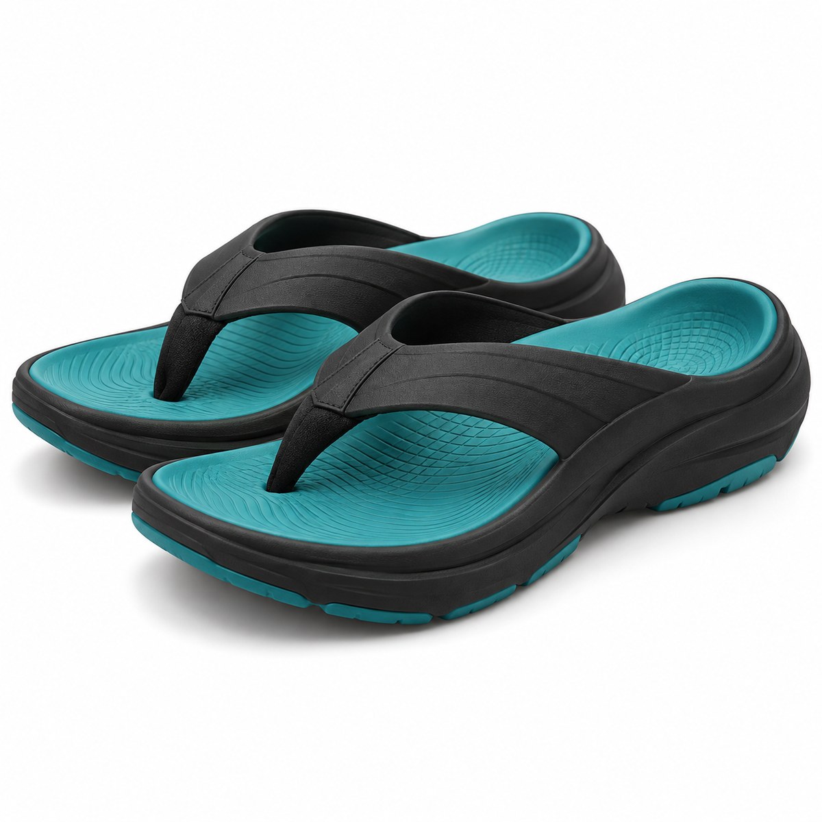 Athletic recovery flip-flops with arch support